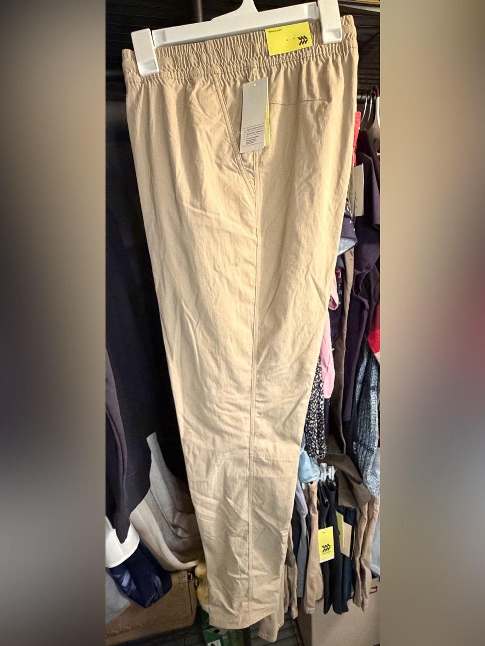 all in motion Men’s Khaki Elastic-Waist Ripstop Pants